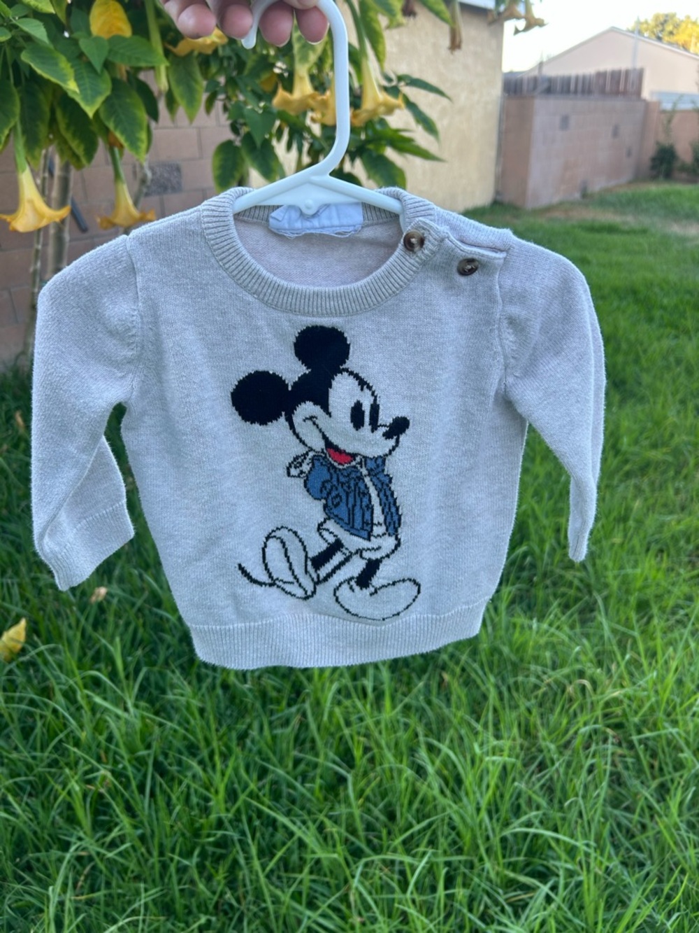 GAP Light Gray Mickey Mouse Knit Sweater